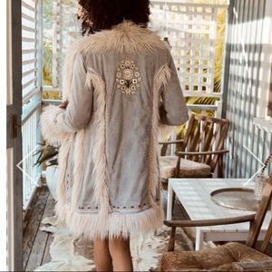 Spell - Powder Blue Joplin Faux Fur Suede Coat